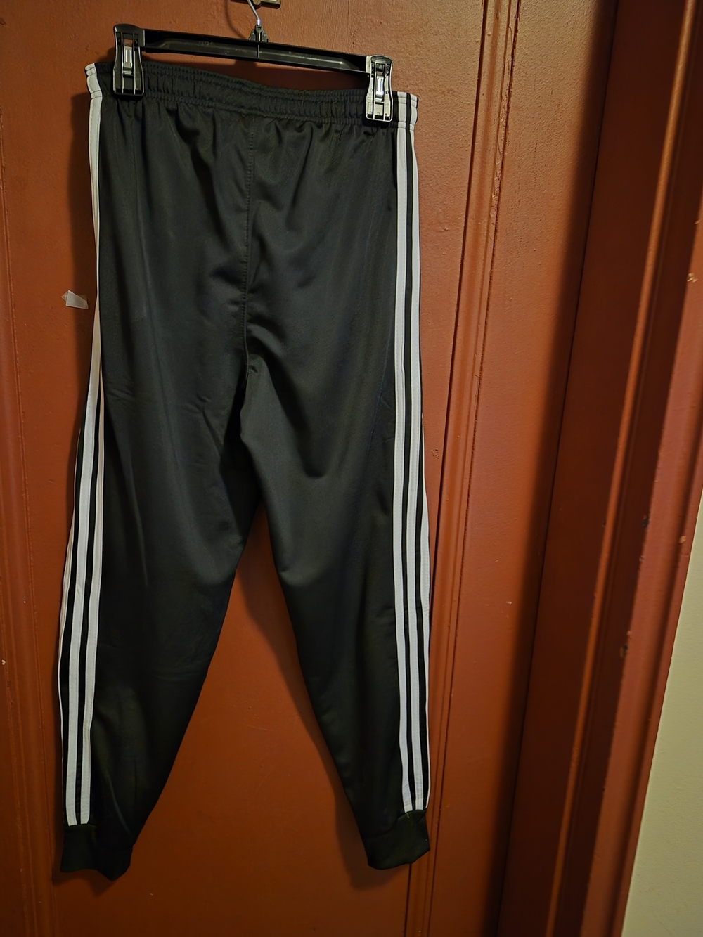 Adidas Boy'' Black Track Pants with Three White Stripes Elastic Waistband Size M - Picture 10 of 13